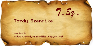 Tordy Szendike névjegykártya